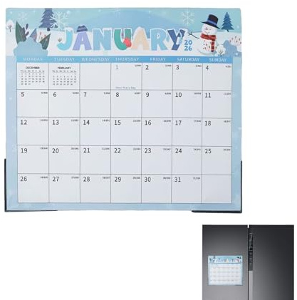 Kylskåpskalender 2026–2027 – planering och organisering – månadskalender med magneter, för hem vardagsrum arbetsrum klassrum familj enkel organisering