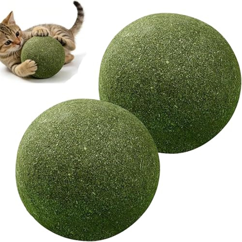 gjzje 2Pcs Natural Catnip Balls For Cats, 10cm Cat Chew Toys For Teeth Cleaning Safe, Large Healthy Cat Lickable Treats, Stress Reducing, Interactive Indoor Cats Toy, Pet Supplies, Self-Relieving