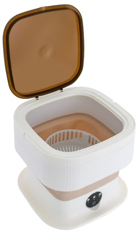 Mini lavatrice portatile da 10 l, lavatrice pieghevole con 3 modalità, per biancheria intima, calze, vestiti per bambini, semiautomatica (Cachi)