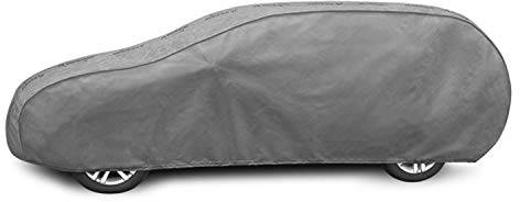 Autoabdeckung Wasserfest & Extrastark Atmungsaktive Autoplane Abdeckplane gegen Regen Schnee Wind UV-Strahlung Laub und anderen Schmutz Autogarage Autohülle Grau, XXL Kombi L: 485-497cm / H: 127-137cm
