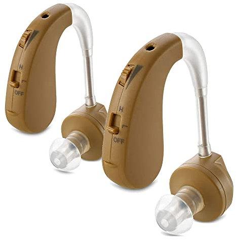 Digital Hearing Amplifier - BTE Behind The Ear Sound Amplifier Pair and Personal Sound Enhancer Set with Noise Reducing Feature That is Smaller & Discreet - Ready to Wear in Any Left or Right Ear