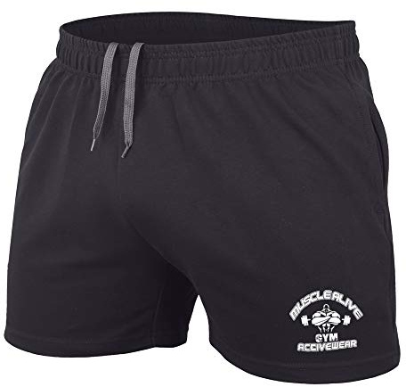 Hommes La Musculation Gym Faire des Exercices Short Terry Cotton,Noir,XXL