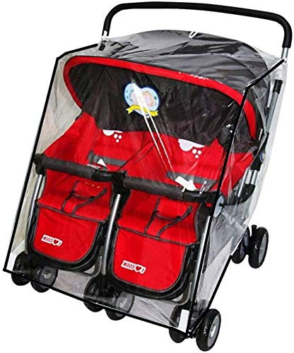 Universeller wasserdichter Zwillingskinderwagen-Regenschutz, winddicht, staubdicht, transparent, Seite an Seite, Doppel-Kinderwagen, Regenschutz für Kinderwagen