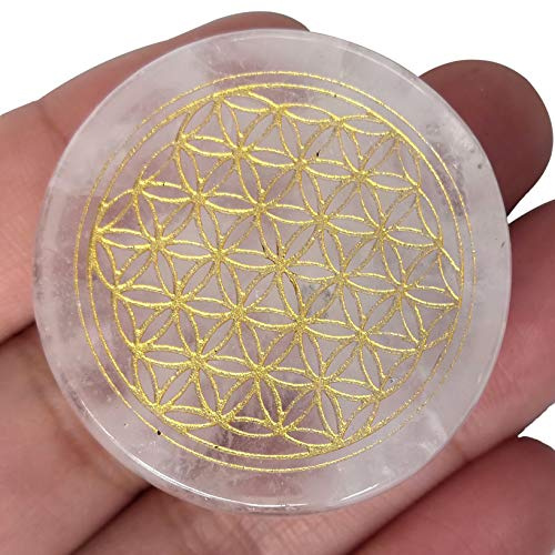 Lovionus89 Piedra de bolsillo de palma de la mano de cuarzo natural con grabado de cristal curativo y equilibrio de chakras y generador de energía positiva
