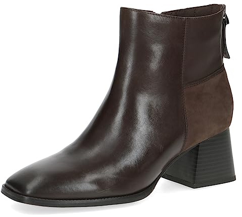 CAPRICE Damen Stiefeletten mit Absatz aus Leder Blockabsatz Weite G, Braun (Dk Brown Comb), 40 EU