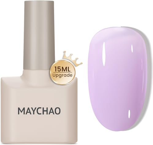MAYCHAO 15ML Jelly Purple Gel Nail Polish - Nude, Sheer, Translucent Soak Off UV Gel Polish Neutral Color for Nail Art, French Manicure at Home