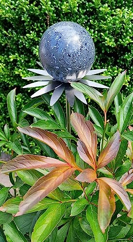 Jürgen Bocker Garten-Ambiente Blütenzauber Milano Rosenkugel 10 cm Edelstahl Gartenstecker Deko mit Stab 80 cm (anthrazit)