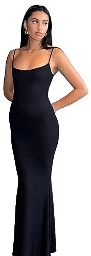 KBRPEY Robe à Bretelles Femme Spaghetti Moulante Longue Robes Chic Et Elegant de Soirée Cocktail Summer Dress Vetement Soirée Boheme Fines Bretelles