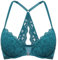 DOBREVA Women's Push Up Bra Support Racer Back Front Fastening Lace Padded Plunge Underwired Bra Borealis Green 38D