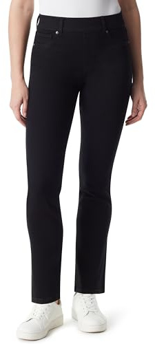 Gloria Vanderbilt Womens Shape Effect Pull On High Rise Straight Leg Jeans, Black Rinse, 18 US