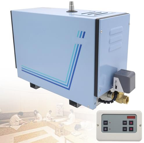 Generador de Vapor para Sauna Baño Turco Ducha con Controlador Digital Temperatura de 25-55 ℃ y Tiempo Ajustable de 1-8h,15000W