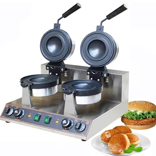 Máquina Eléctrica Hacer Gofres Hamburguesas, Máquina Comercial Hacer Gofres, Máquina Hacer Hamburguesas Con Prensa Panini Antiadherente, Sartén Giratoria, Para Uso Doméstico, Doble Cabezal