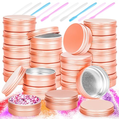 MotBach 24 Pack 1oz Tin Jars, 30ml Metal Tin cans, 1Ounce Aluminum tin can jar Containers with Screw Lid for Lotion Bars, Beard Balm, Spices, Salve, Balms, Toiletries, Creams, Samples, Makeup Cosmetic