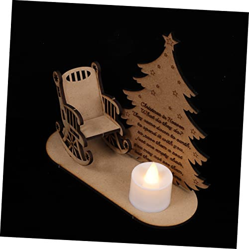Veemoon Kreativer Diy Weihnachtsbaum-holzdeko Handbemalter Weihnachtsornament Mit Stuhl Und Kerzenmotiv Langlebiges Holzmaterial Festliche Tischdeko Für Xmas Bastelfans Individuelle Famili