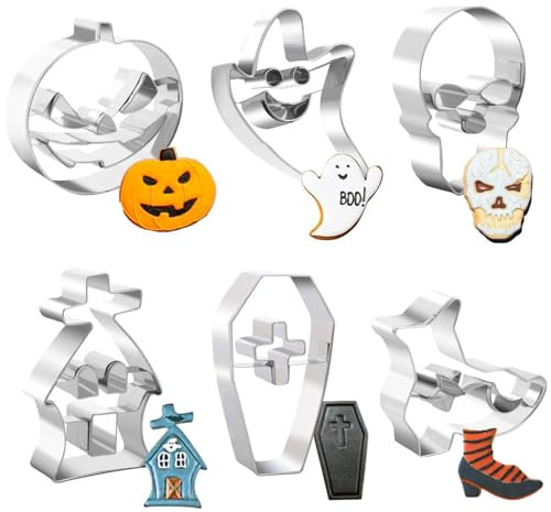 Cortador de galletas de Halloween – Juego de cortadores de galletas de Halloween | Moldes para fondant, cortadores de galletas de acero inoxidable para suministros