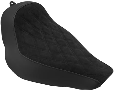 HCmotorku Solo Driver Seat Cushion Fit for Harley Breakout Fat Boy Street Bob Fat Bob 2018-Up (Black Suede Texture)