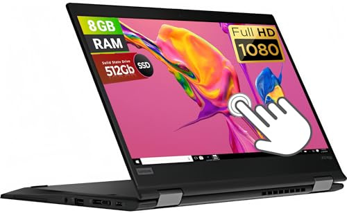 Lenovo ThinkPad X13 Yoga Gen1 - Schermo touch per notebook 2 in 1, 13,3 pollici FHD (1920 x 1080), Core i5-10310 1,8 GHz, 8 GB di RAM, 512 GB SSD, tastiera retroilluminata, Win10 Pro (rinnovato)