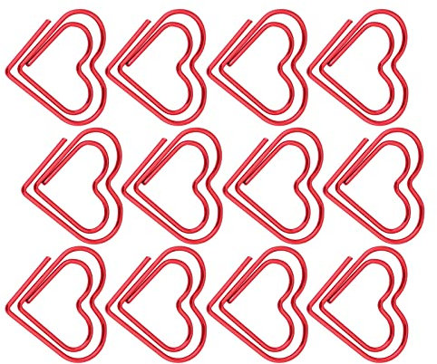Herz-Büroklammern, Büroklammer, Herzförmige Büroklammern, Lesezeichen, Markierung, Dokument, Organisationsklammer, Schreibwarenzubehör (Rot)