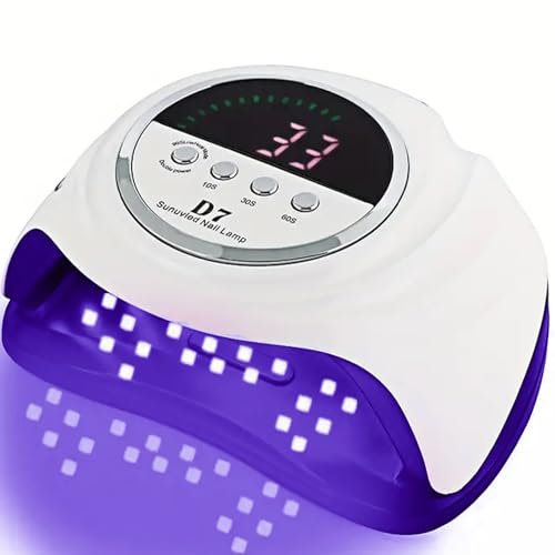 MainPi Lampada UV LED Unghie,208W Fornetto Unghie Semipermanente con 4 Timer,Professionale Lampada Unghie con Sensore Automatico,Asciugatura Rapida,Display LCD per Manicure a Casa e in Salone