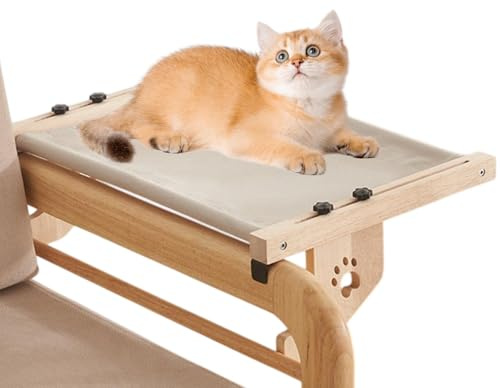 Letto amaca per gatti, posatoio per finestra per davanzale di gatto, letto per finestra per gatti con telaio in legno e metallo, sedile per finestra per gatti interni, sedile per finestra amaca