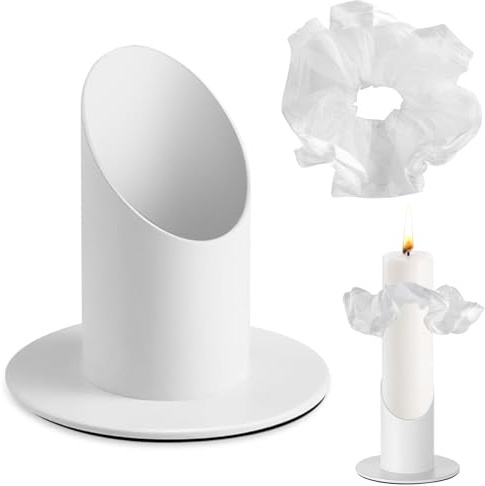 Giugio Ljusstake, nattvardsljus, metallljushållare med droppskydd för stavljus, med vit ljuskjol, nattvardsgång, ljusstake, dekoration för dopljus, bröllopsljusstake (1 st.)