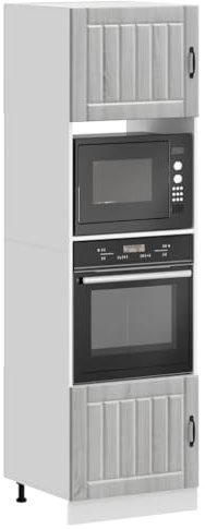 Myheimly Küchenschrank Küchenzeile,Küchenmöbel Einbauküche Schrank,Holzwerkstoff Schrank,Grau Sonoma,Herdumbauschrank 60 cm,60 x 57 x 207 cm