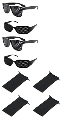 Rasterbrille Augentraining 4 Stück Lochbrille für Augentraining Original Lochbrille für Augentraining Original für Entspannendes Augentraining und Verbesserung der Sehkraft (Schwarz)