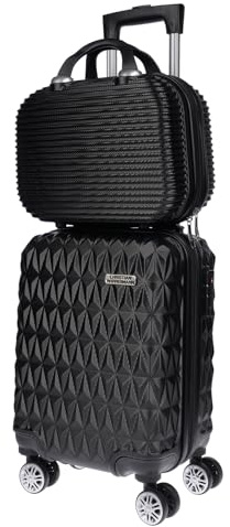 Christian Wippermann kleines 2er Koffer-Set für Kinder Herren Damen mit Hartschalenkoffer Koffer Trolley Reisekoffer Kofferset Handgepäck