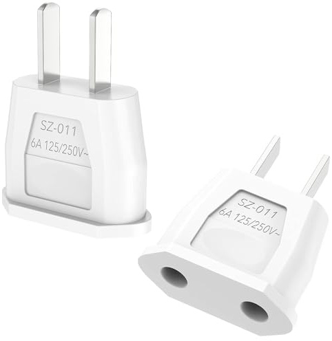 2 Stück Reiseadapter USA, 2 Pin Adapter USA Deutschland Stecker, Deutschland auf US Steckeradapter, Japan Steckdosenadapter, USA Adapter Steckdose Geeignet für Kanada/Mexiko/China/Japan(Weiß)