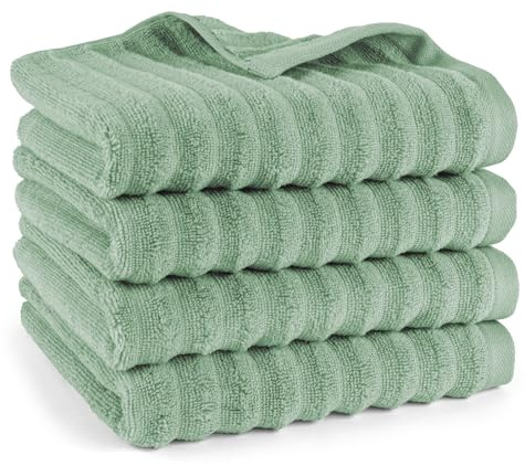 Pure Label Handtuch 4-TLG. 4x50x100cm 100% Baumwolle Oeko-TEX, Salbeigrün | Spürbar weich, saugstark und ideal für Bad, Gäste und täglichen Komfort