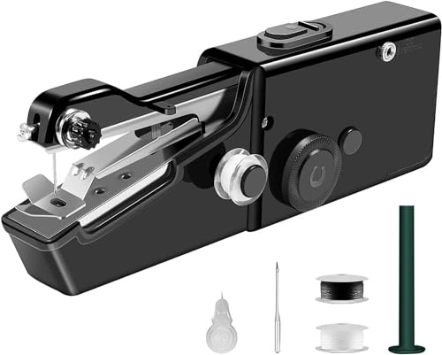 Sicomne Maquina de Coser Portatil, Mini Máquina de Coser Eléctrica de Mano Profesional Manual Principiantes Adultos Mini Sewing Machines para Ropa Cortinas Telas Bricolaje para Viajes en Casa