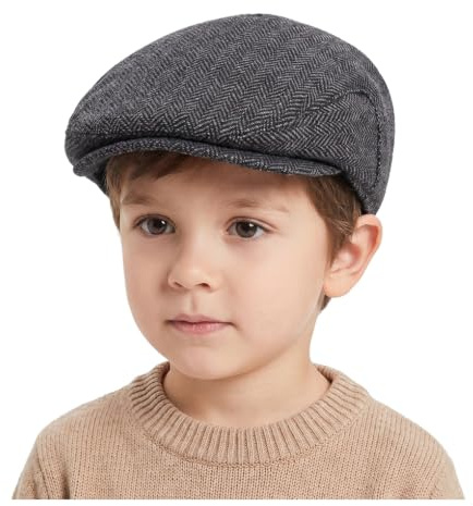 YAMEE Gorro Boina Niños de Lana Mezclada,Gorro Plana Suave Transpirable para Infantil,Gorra Newsboy para Otoño e Invierno,para Niños de 1 a 10 Años
