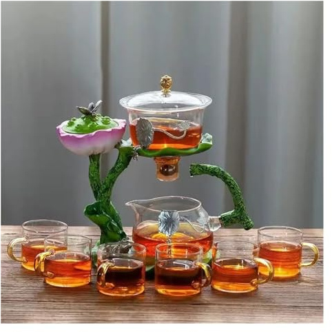 MOBYGKFY Service à thé théière automatique thé Kungfu résistant à la chaleur boire du thé encens faire(Argento)