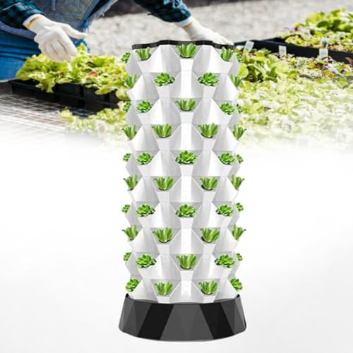 Kit da giardino a torre idroponica con pompa, sistema aeroponico verticale per la coltivazione di fragole, pomodori, lattuga, 64 fori