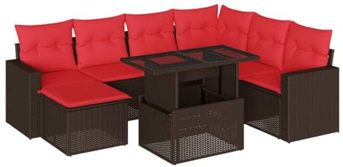 vidaXL Ensemble canapé de jardin 8 pièces avec coussins marron en polyrotin