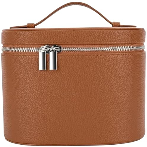 Schminktasche Kosmetikkoffer aus PU-Leder mit herausnehmbarer Trennwand tragbare Kosmetiktasche mit Griff und Reißverschluss Reise-Schminkkoffer für Damen