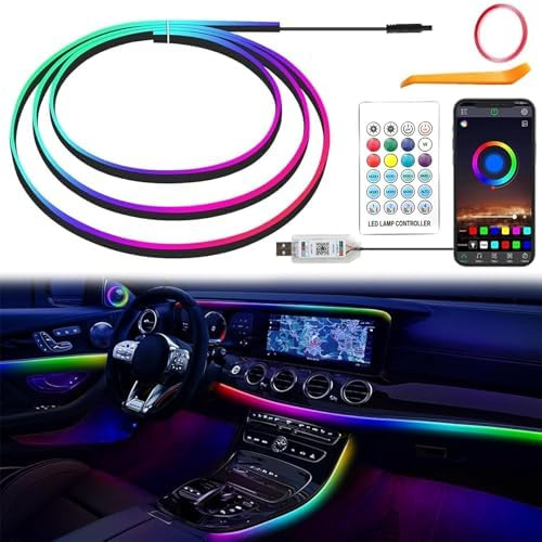 Auto LED Innenbeleuchtung,110cm Ambientebeleuchtung Auto Strip, USB-Innenraumbeleuchtung, Faseroptikstreifen, Ambient Lighting, APP Neonbeleuchtung, RGB Beleuchtung
