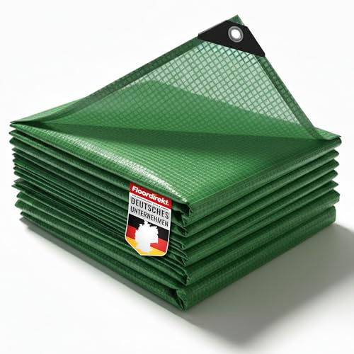 etm Abdeckplane 240 g/m² wasserdicht 6x10m Grün Transparent Allzweckplane für Schutz vor Witterung - Top geeignet für Gartenbereich - UV-stabil beidseitig beschichtet, (Leno Grün Transparent)