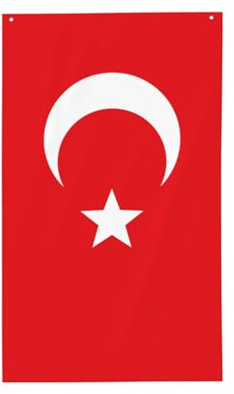 Bandiera della Turchia. Bandiera decorativa per esterni 0,9 x 1,5 m, striscione verticale in poliestere. Adatto per l'uso come decorazione esterna