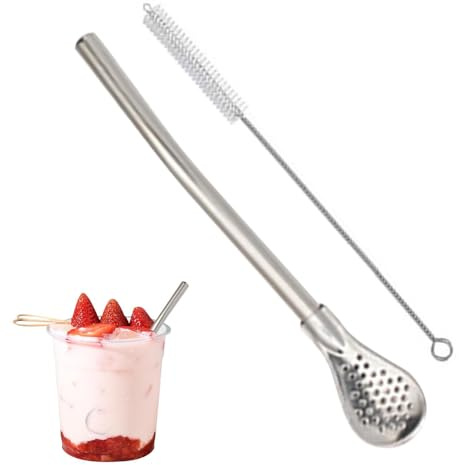 Cucchiaio per paglia in acciaio – Strumento per bere filtrato, Bombilla multifunzionale, colino da tè e caffè, agitatore a foglie mobili, materiale durevole e sicuro | per l'uso