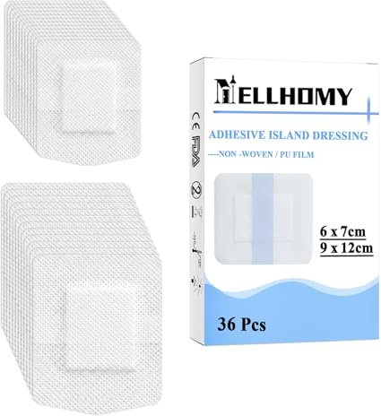 NELLHOMY 36 Stück Wundpflaster Steril (6x7cm,9x12cm) Steriler Wundverband für Akute Wundversorgung und Postoperatives Pflaster,Wundauflage Schmerzfrei zu Entfernen,Einzeln Verpackt
