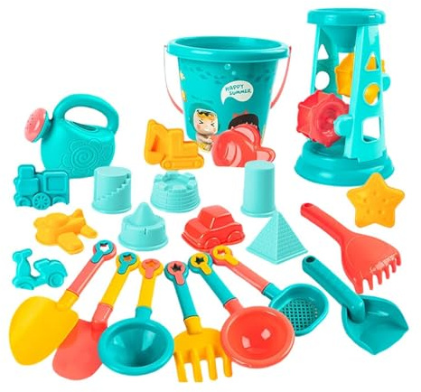 Generisch Sandkasten-Spielzeug | mit, Schaufel und Wasserspielen,23-teiliges Outdoor-Sandkastenspielzeug mit Eimer | für Kinder, Garten, Camping, Pool, Reisen, Geburtstag