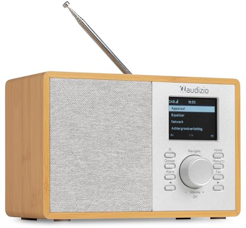 Audizio Cosa WLAN Internetradio klein - DAB+ Digitalradio mit Bluetooth - Kompaktes Küchenradio, Radiowecker, Farbdisplay & Kopfhöreranschluss - Hellbraun