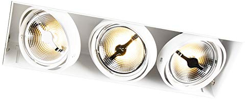 Qazqa - Design Einbauspot weiß AR111 - Oneon 111-3 Trimless I Wohnzimmer I Schlafzimmer - Stahl Rechteckig - LED geeignet G53