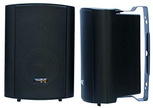 E-Lektron Wandlautsprecher Paar passiv wetterfest Stereo Lautsprecher Boxen Set für Innen und Außen (Schwarz, 24cm hoch / 5 Speaker)