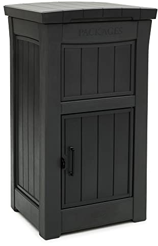 Keter Parcel Drop Box - Cassetta Postale per pacchi Effetto Legno con meccanismo Sicurezza pacchi con possibilità di Ancoraggio a Muro