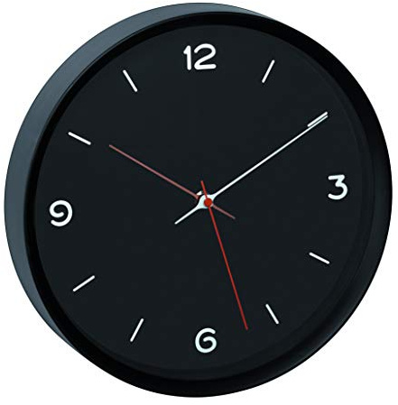 TFA Dostmann Analoge Wanduhr, 60.3056.01, geräuscharmes Sweep-Uhrwerk, Glasabdeckung, schwarz, L315 x B50 x H340 mm