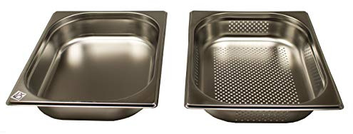 Dampfgaren Set gelocht GN 1/2 Gastronormbehälter aus Edelstahl 4 Liter Tiefe 65mm