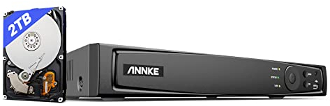 ANNKE 4K PoE NVR 8 Canales CCTV Sistema de Cámara de Seguridad de Red Grabadora de Vídeo con Disco Duro de 2 TB, 8MP 5MP 4MP 1080P HD, Cámara IP Grabación de Vigilancia 24/7
