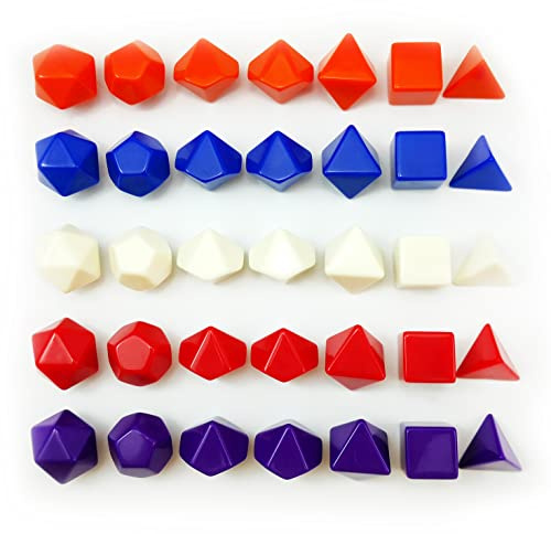 Bescon blank polyhedral RPG tärning 35 st blandade färger set, solid färg i komplett uppsättning av 7, en uppsättning för varje färg, gör-det-själv-tärning